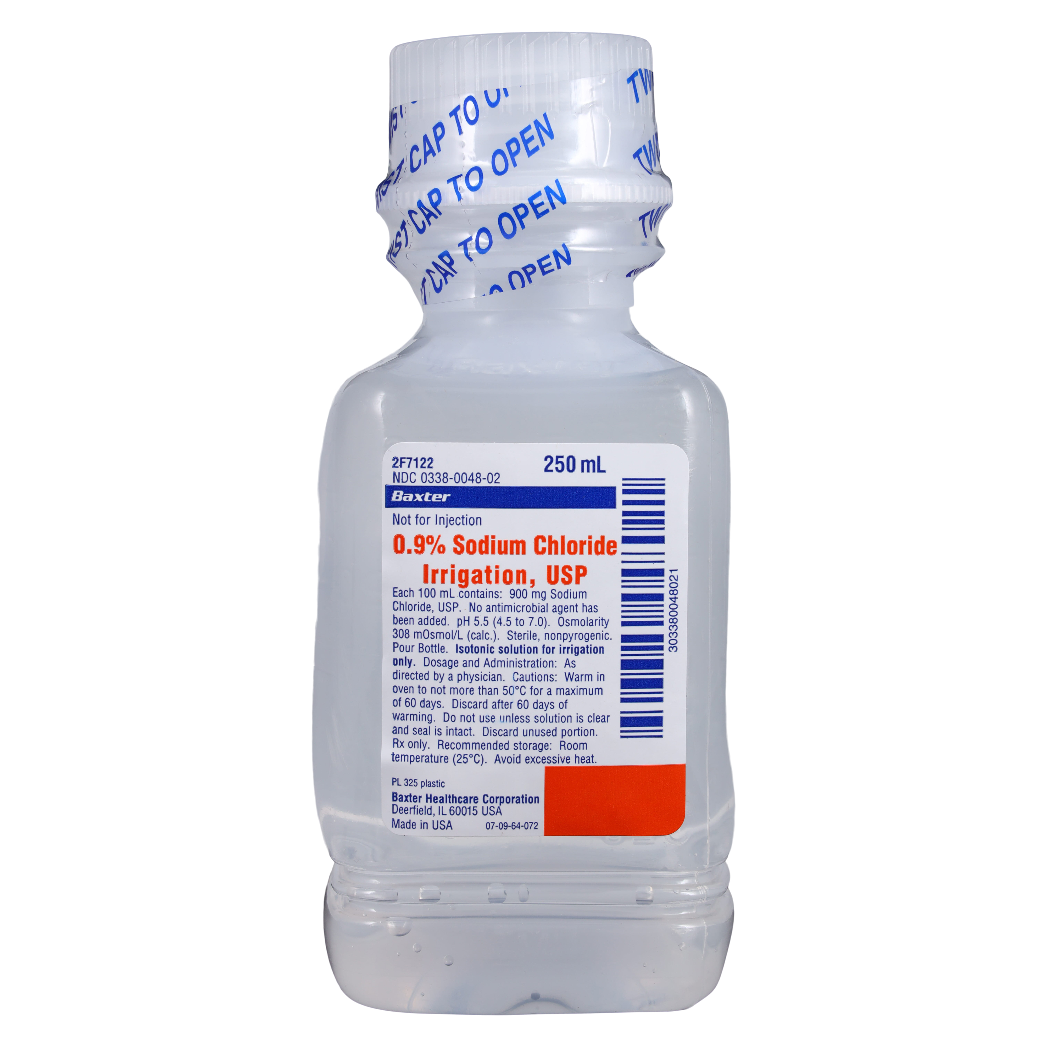 Irrigation Solution Sodium Chloride 0.9% 250mL Plastic Pour Bottle Ea